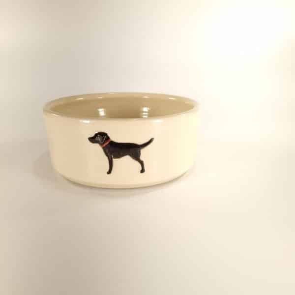 Labrador (Black) Large Pet Bowl - Cream - by Jane Hogben